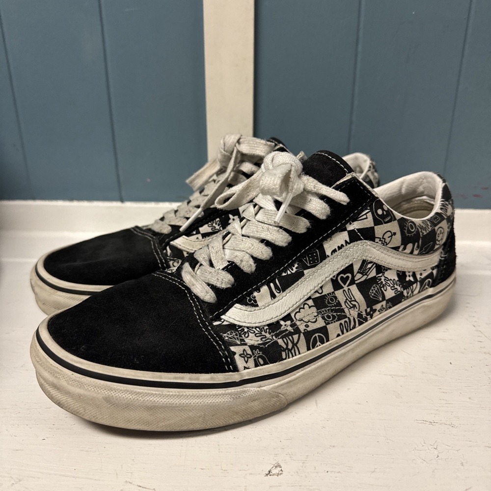 Vans Old Skool Trainer Black White Bandama‎ Men's Size 9.5 Women's 11